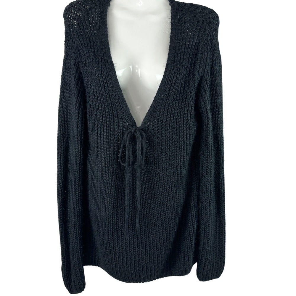 Brunette the Label | Lace up Knit Sweater in Black